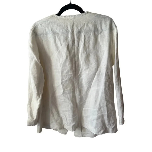 Lafayette 148 100% Linen one button blazer freyed hem 12 - Picture 2 of 9